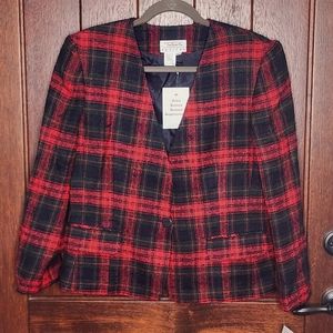 NWT Talbots Plaid Wool Blazer